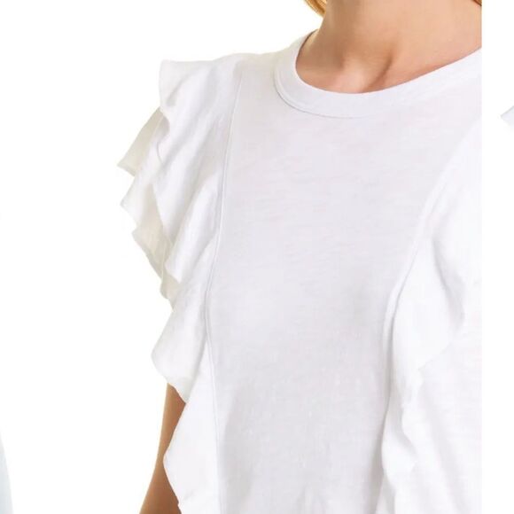 Veronica Beard jeans ruffle T-shirt, L - Picture 5 of 10